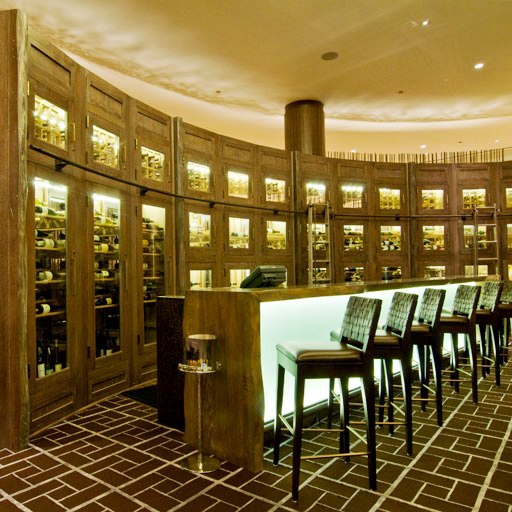 Unfinished Mahogany Custom Wine Racks Inside the Cabinet