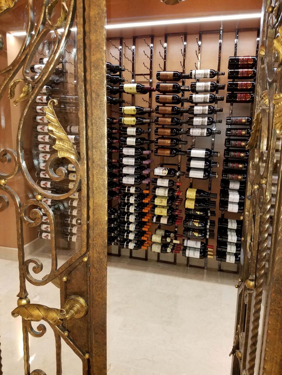 Grand Entrance to the Sleek Wine Cellar in a California Home