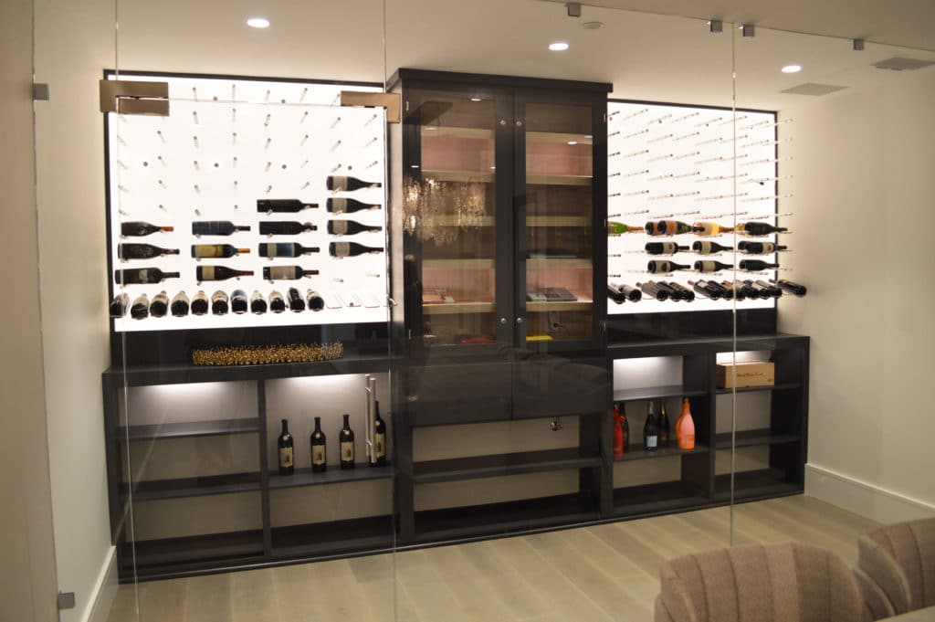 Sophisticated Modern Wine Cellar Built-in Cigar Humidor