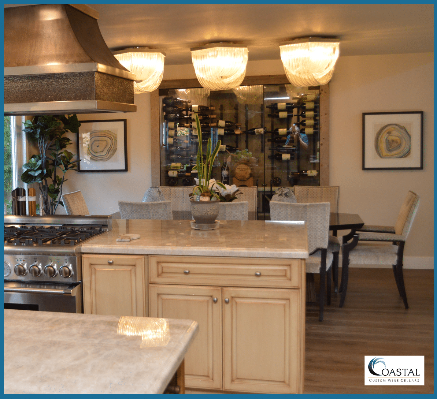 Glass Wine Cellars Elegantly Installed in the Dining Room