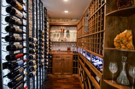 This was a semi-open home office space that was converted into a contemporary wine cellar