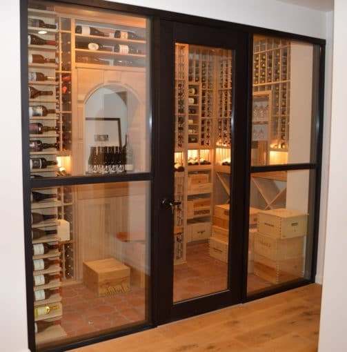 Small Home Wine Cellar with Oak Wine Racks