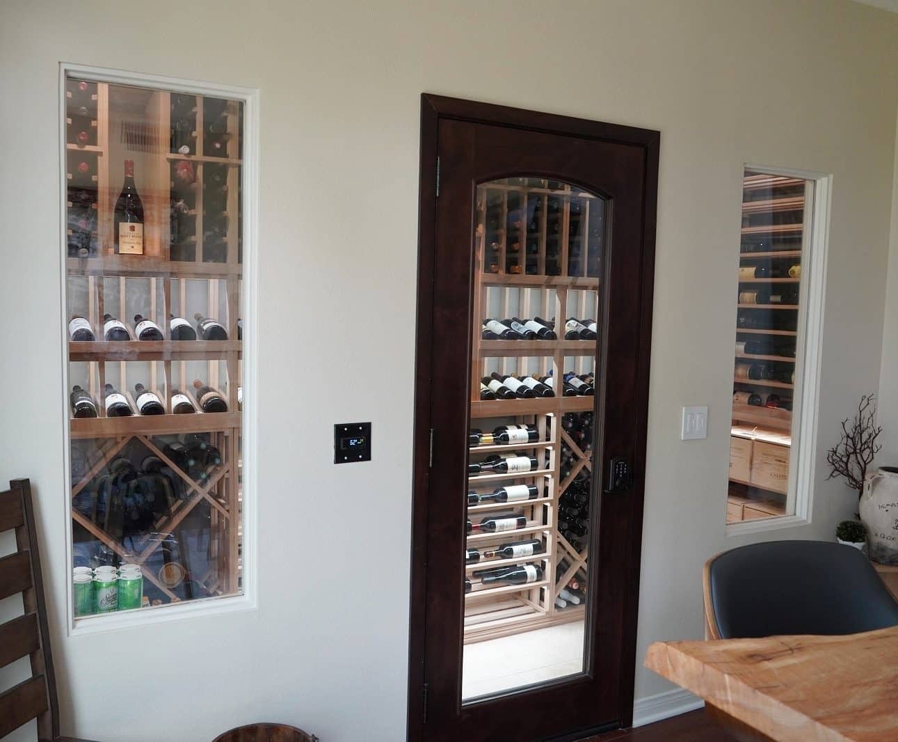 Small Wine Cellar San Diego with Maple Wooden Wine Racks