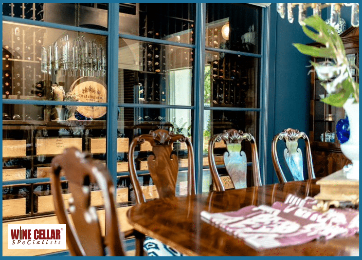 Showcasing Vintage Wine Cellars View from the Dining Area