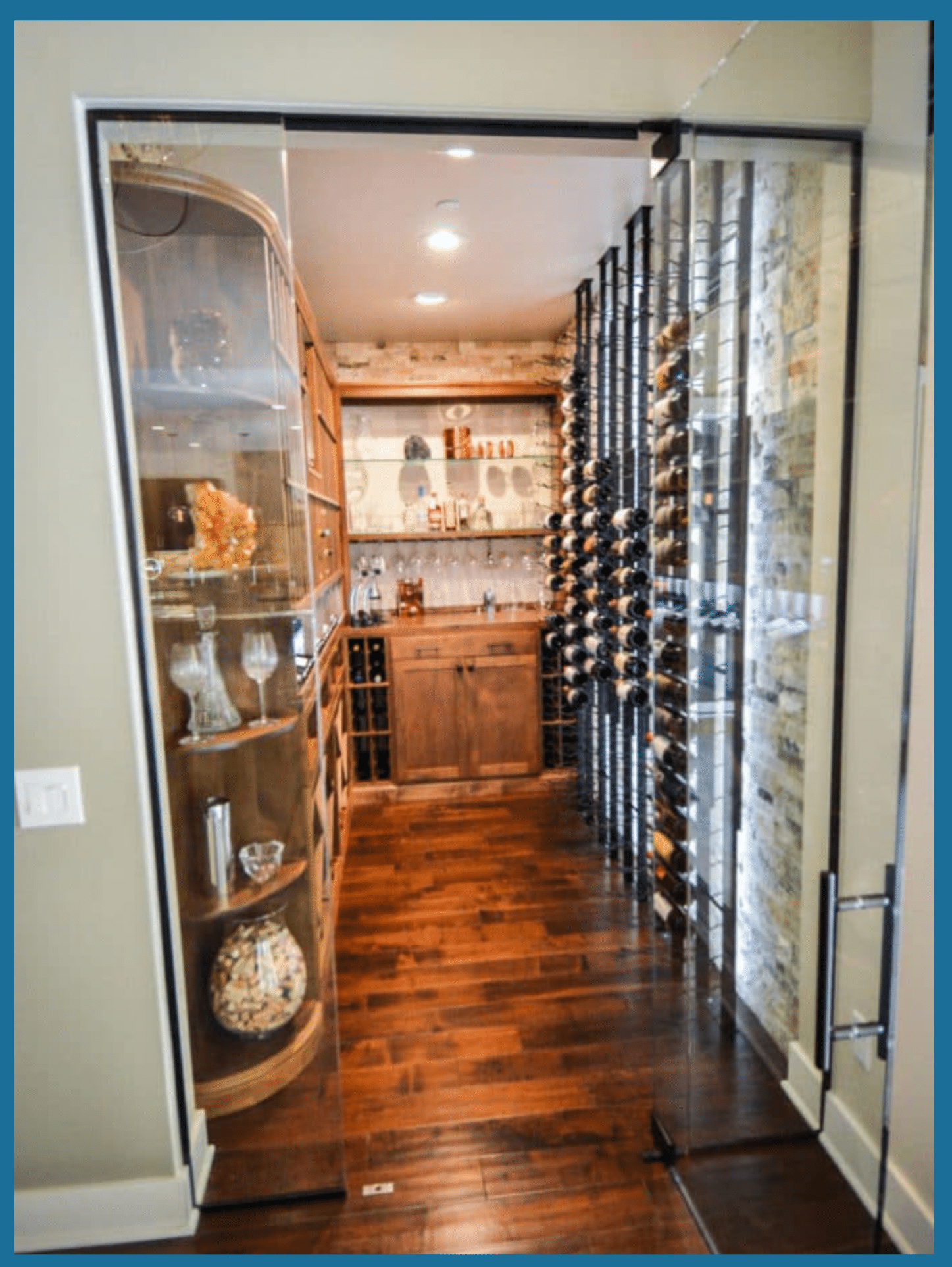 CellarPro Wine Cooling Unit Installed in this Glass Wine Room in San Diego 