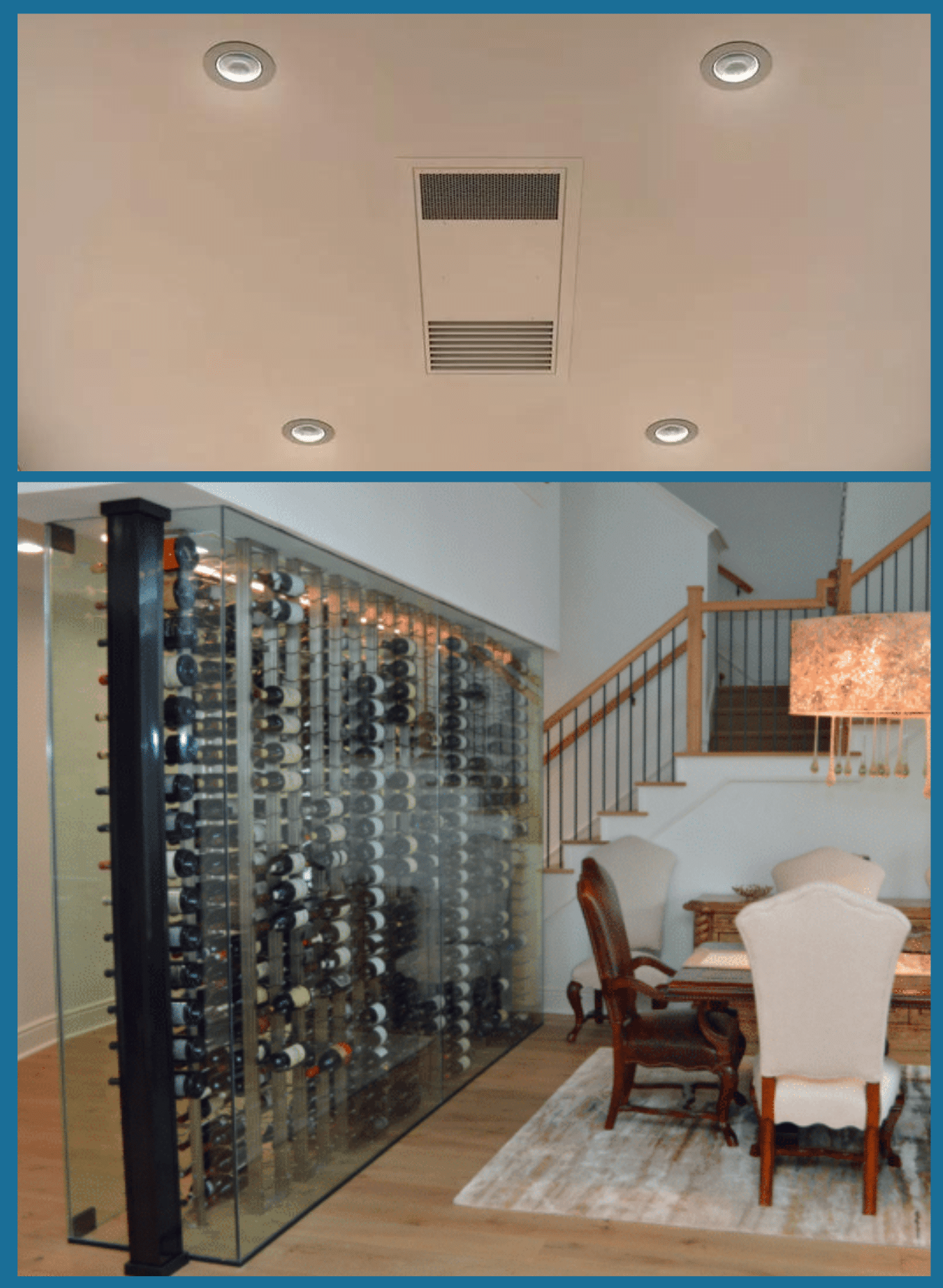 Contemporary Custom Wine Cellars Equipped with a US Cellar Systems Cooling Units