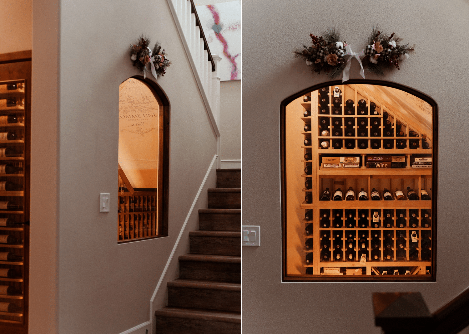 Lovely Custom Home Wine Cellar Under Stairs Built in San Diego