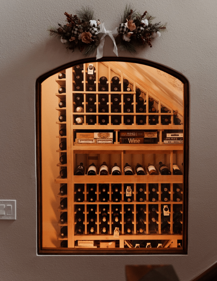 Lovely Custom Home Wine Cellar Under the Stairs