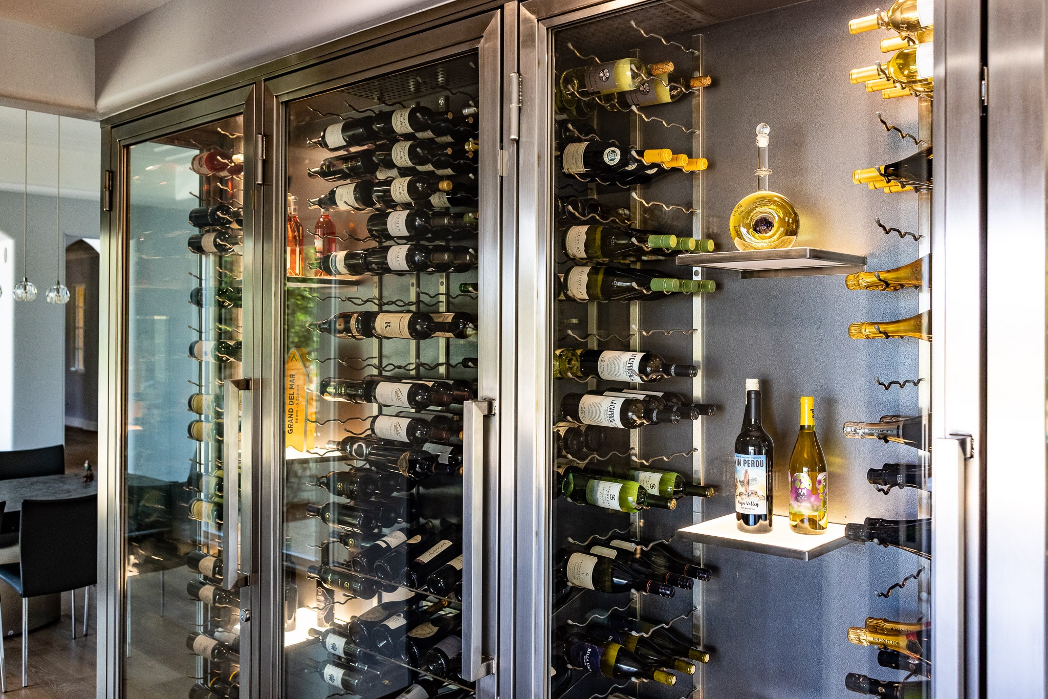 Check out this modern wine room!