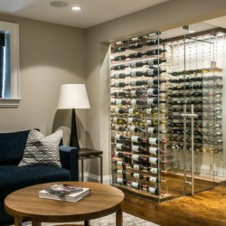 27 - Glass Wine Cellar with proper Cooling System in San Diego Modern Wine Cellars with Metal Wine Racks