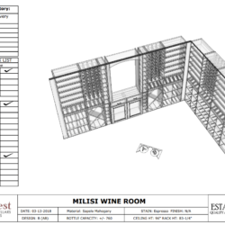 3D Sketch Design of Vintage Wine Cellar for a San Diego Basement