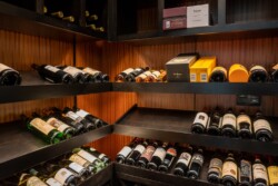 12 - Contemporary Glass Wine Cellar with a LED Lit Display Row Transitional Glass Wine Cellar with a LED Lit Display Row