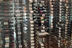 Wine Bottles in a Glass Wine Wall
